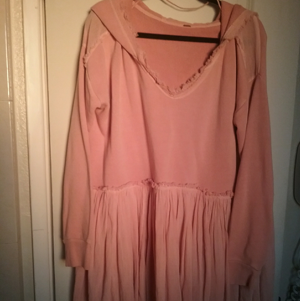 Free People Blush Pink Long Sleeve Tiered Dress